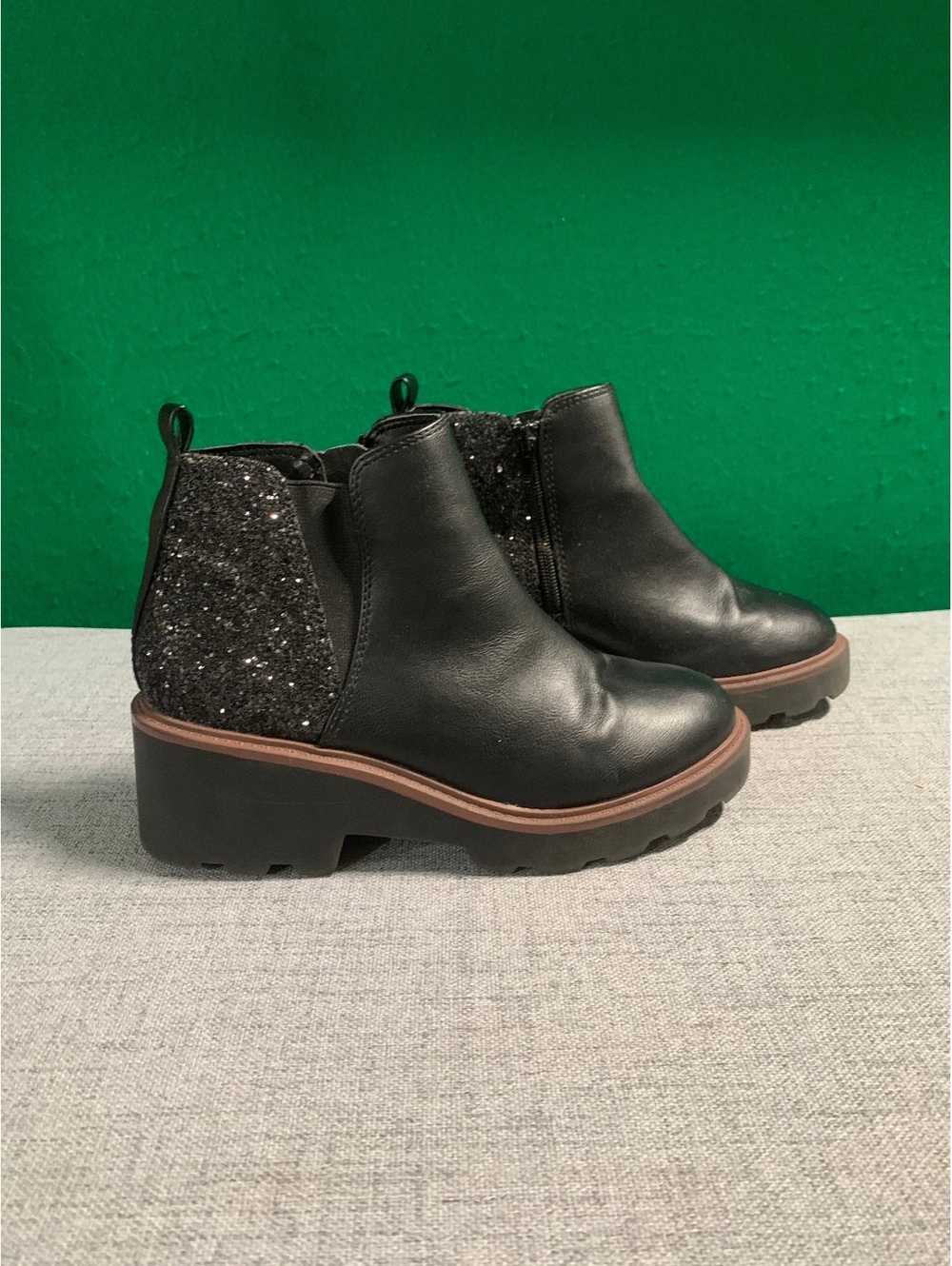 Jellypop black glitter ankle boots